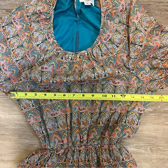 J. Crew Liberty Giorgia Duke Paisley Side Cut Out Puff Sleeve Midi Dress - 6 - Picture 12 of 16